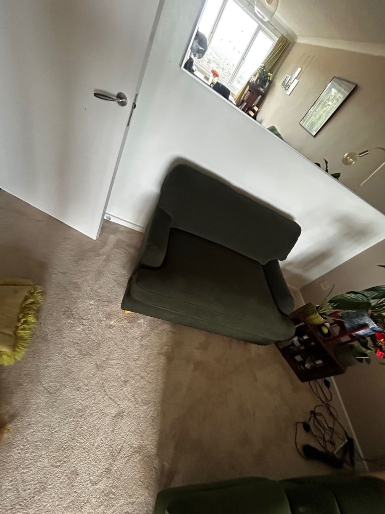 Velvet green loveseat arm chair 