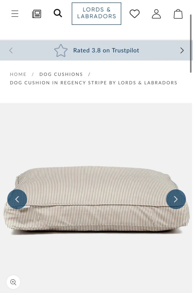LARGE: Lords & Labradors Dog Bed / Crate Cushion - Regency Stripe