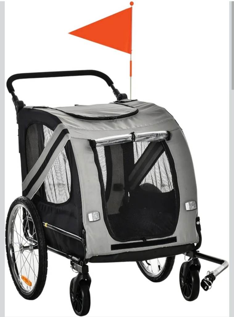 Grey pet bike trailer / stroller