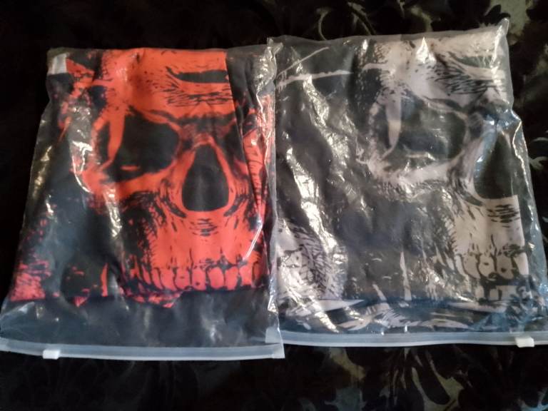 2 ALL OVER PRINT SKULL LONG SLEEVED SHIRTS - UNISEX - XL - GOTH ,EMO,PUNK,GRUNGE ALT' 75% OFF