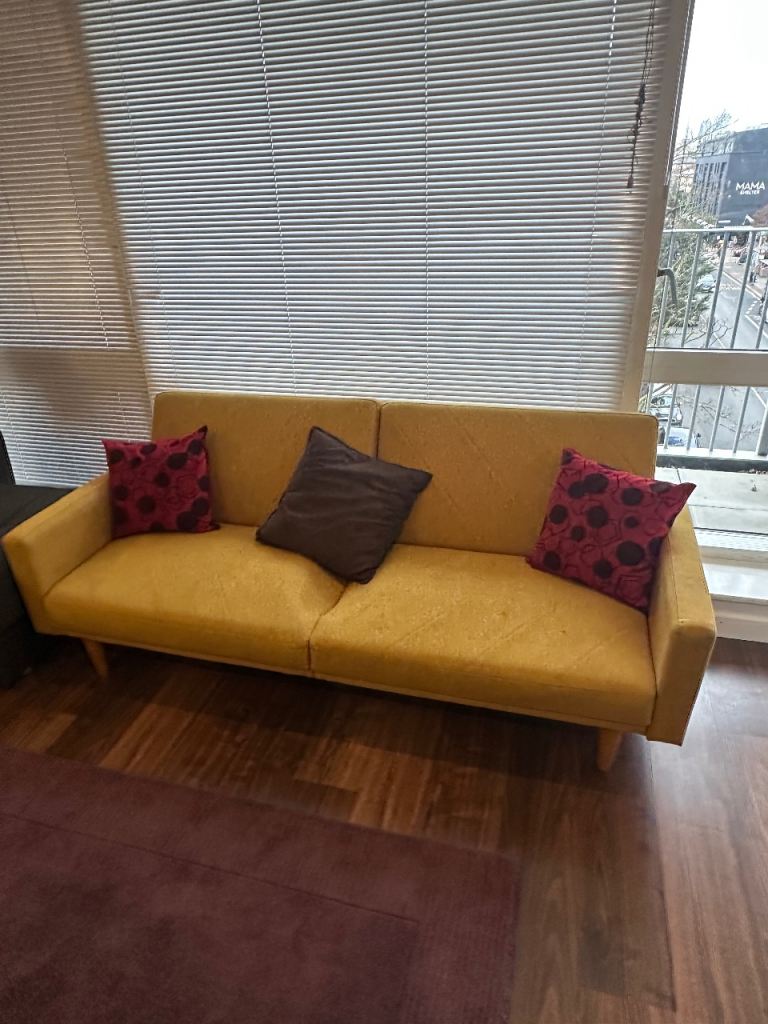 Sofa bed click clack mustard colour 