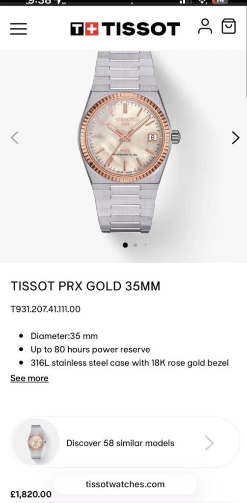 18k Rose Gold & Steel Tissot 