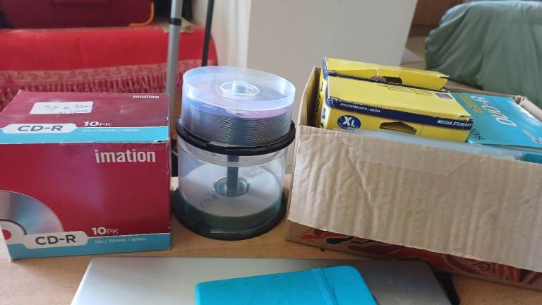 Assorted blank media and cases