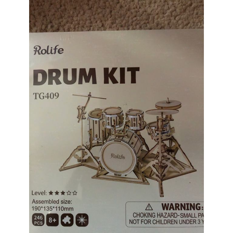 3 D wooden drum kit construction set