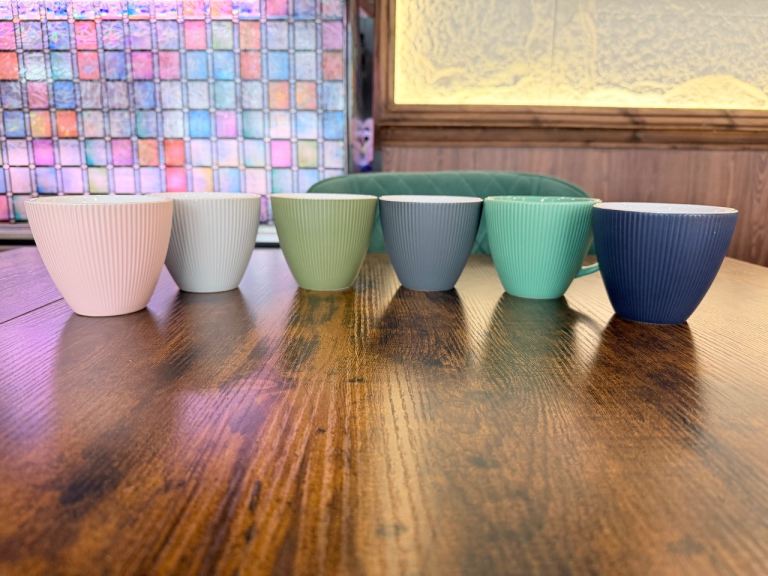 Pastel Ribbed Coffee Cups