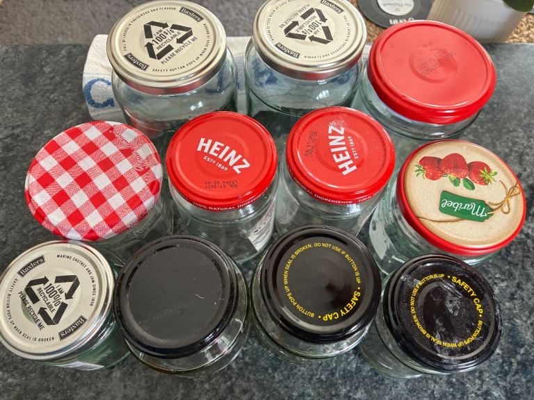 Empty Glass Jars with Lids – Various Sizes, Clean