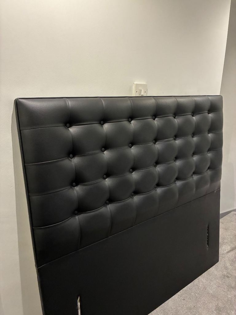 Black double bed leather headboard 