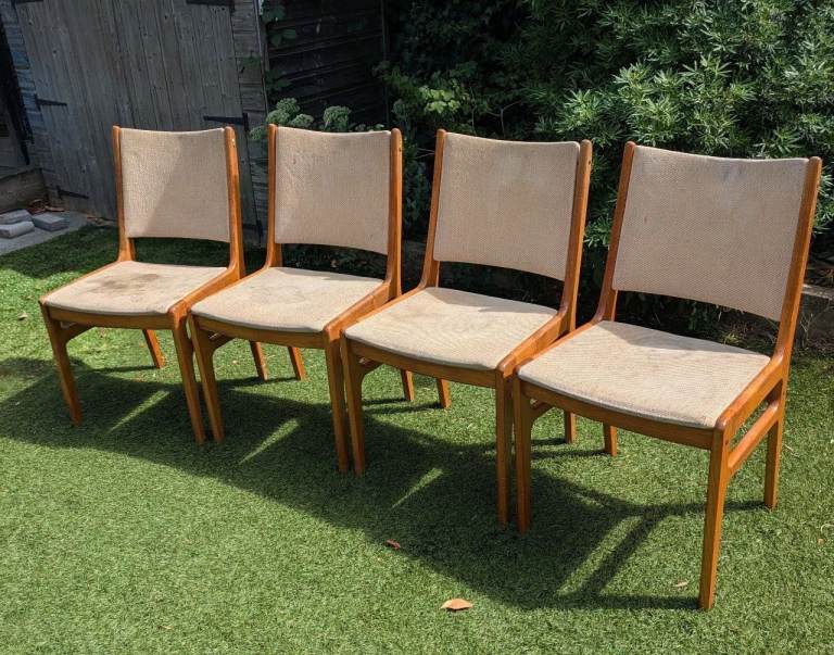 Set of 4 D-Scan Singapore Teak High-Back Dining Chairs – Mid Century Project