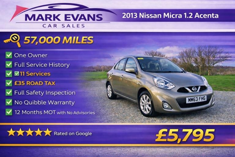 2013 Nissan Micra 1.2 Acenta 5dr HATCHBACK Petrol Manual