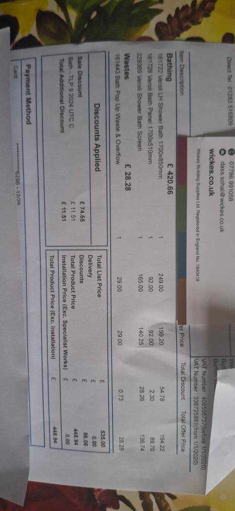 image for Wicks bath, panel, and glass screen