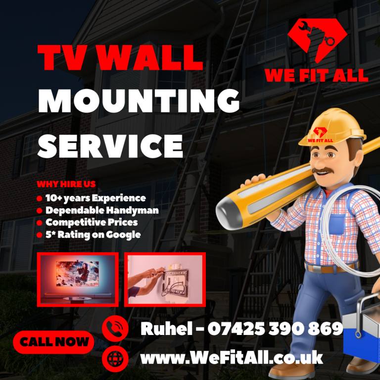 TV Wall Mounting - Furniture Fitter Assembly - Slat Wall Media Wall