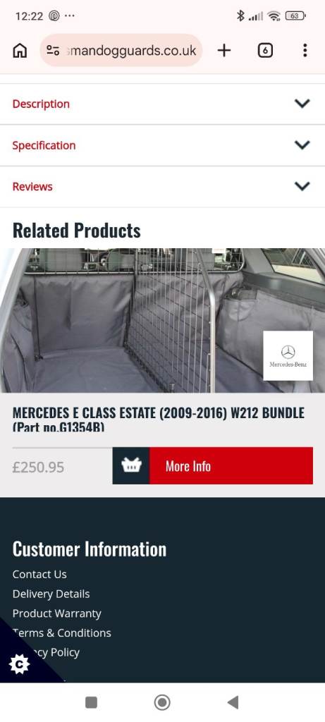 Mercedes E Class dog guard with divider 