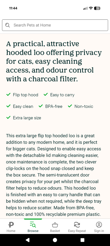 Cat flip hooded loo extra large ( litter tray) NEW