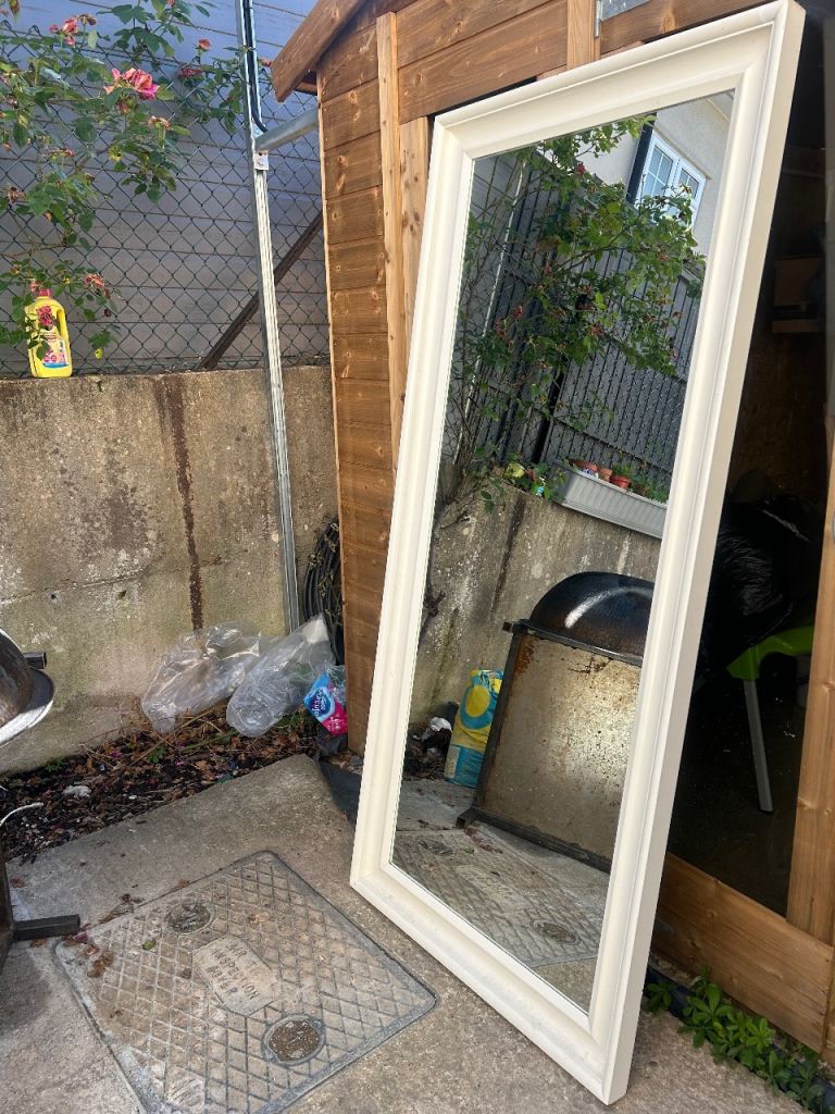 Large Cream Framed Mirror – Good Condition