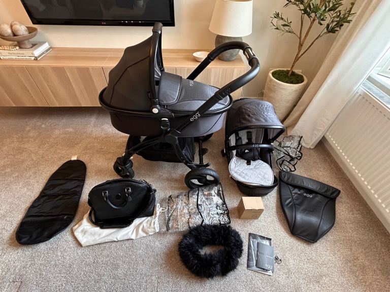 Egg Jurassic Black Limited edition pushchair/ stroller/ carrycot/ pram travel system like new