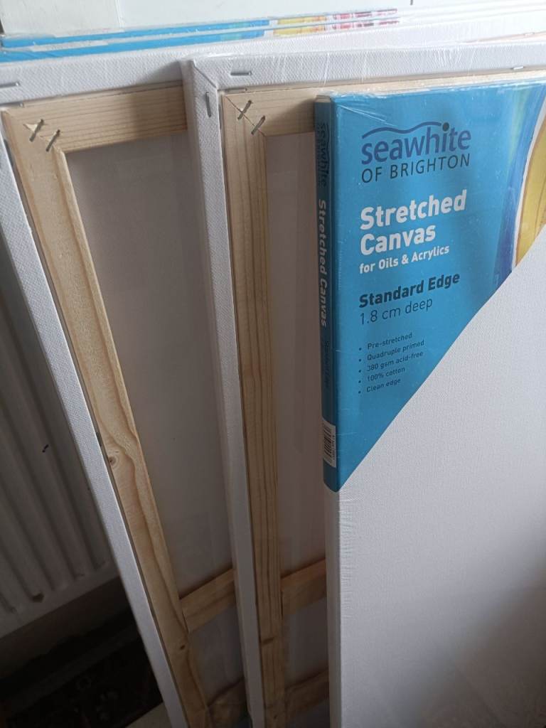 New Large Blank Canvases Pack of 5, 60x80cm as new, in packaging
