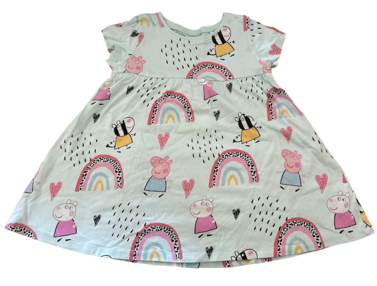 Pepper Pig Dress Aged 1 1/2 - 2 Years Old 18-24 Months In Very Good Condition 