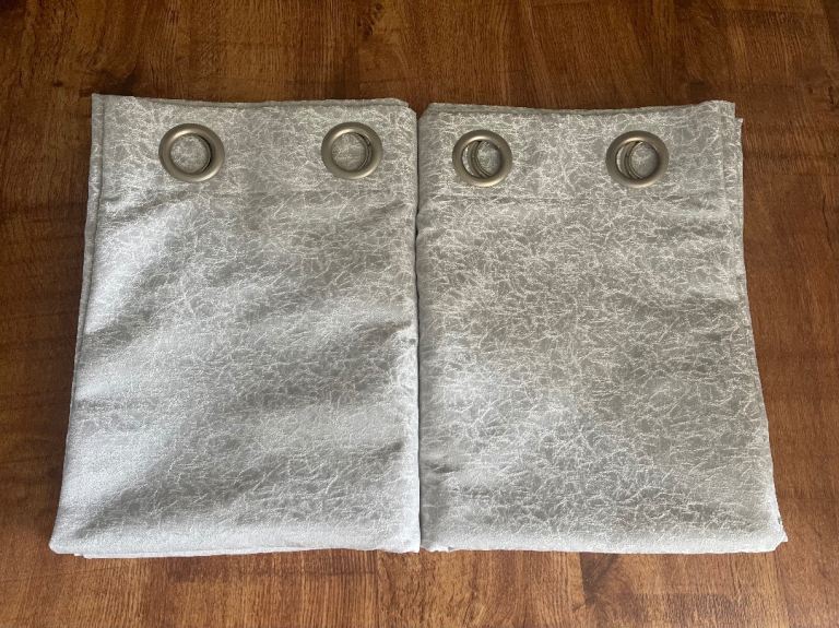 Pair of Grey Eyelet Curtains Fully Lined