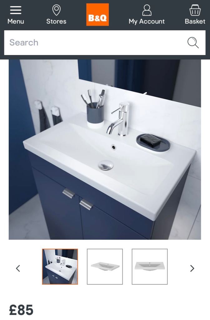 image for Brand new - goodhome Nira gloss white rectangular basin 60cm