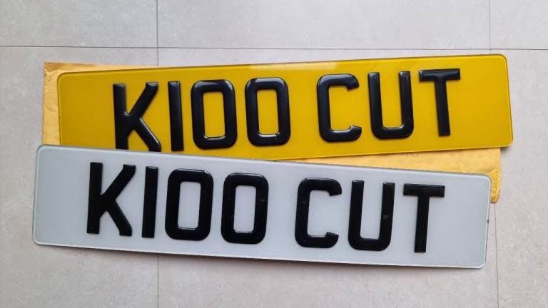 Private registration plate, K100 CUT, with DVLA V778 retention document