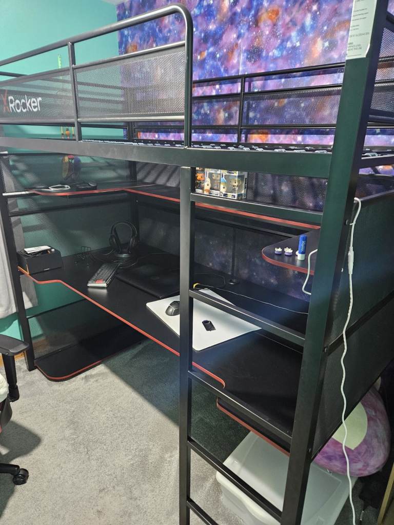 X Rocker Battle High Sleeper Gaming with XL Gaming Desk