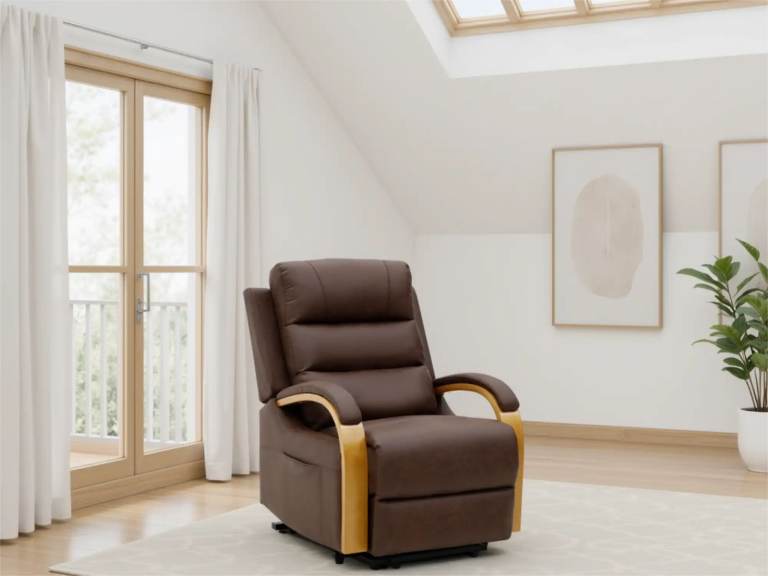 Advanced Electric Power Reclining Armchair in Brown tech fabric - equipped with USB & USB-C ports