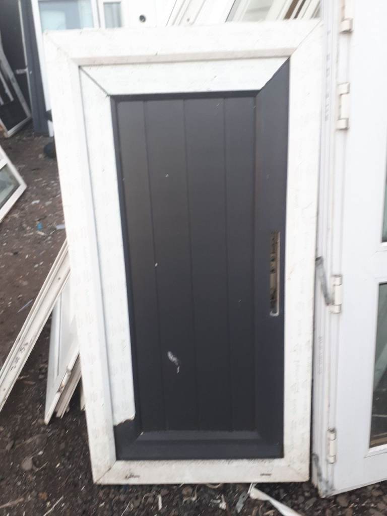 New upvc grey door 