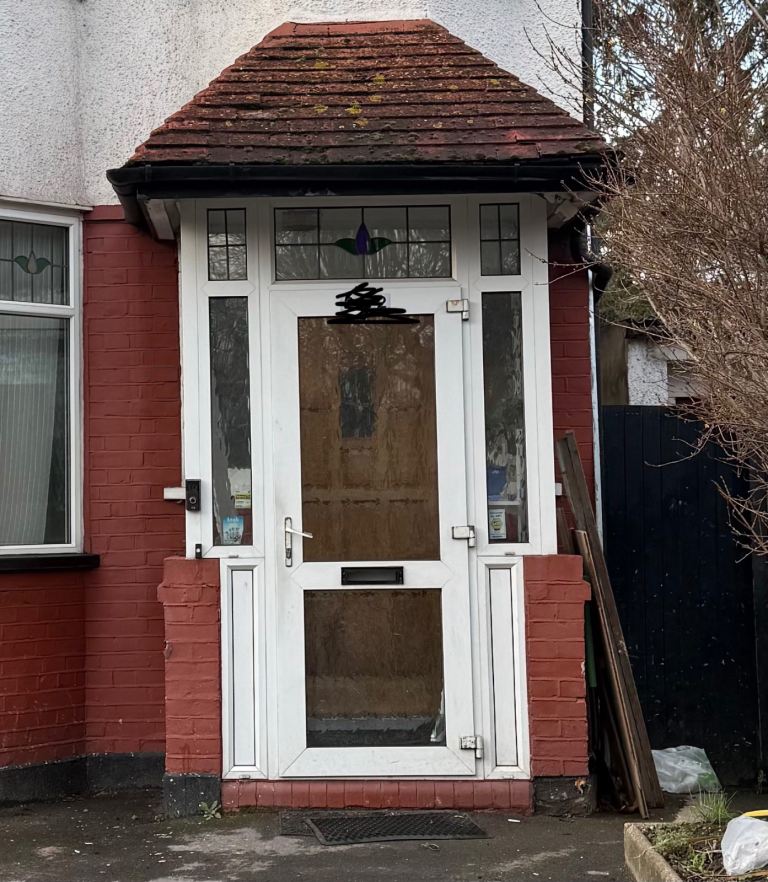 Porch door and side window