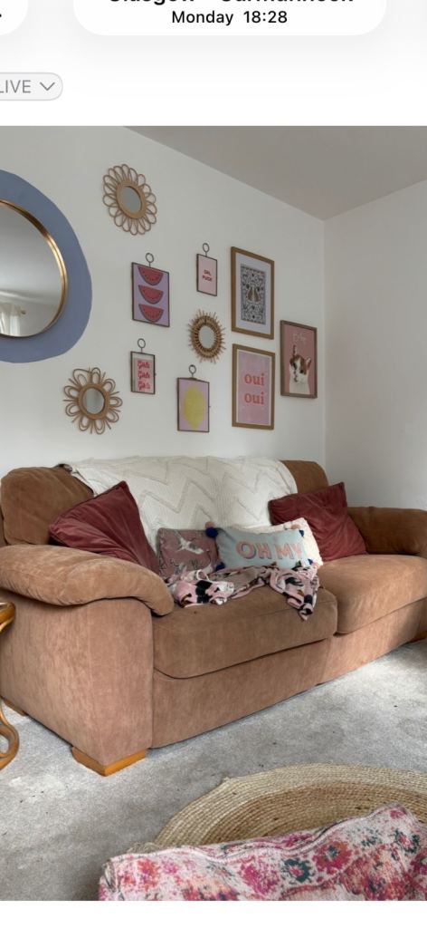FREE: Brown Fabric Sofa Set – Two Seater & Two Single Armchairs