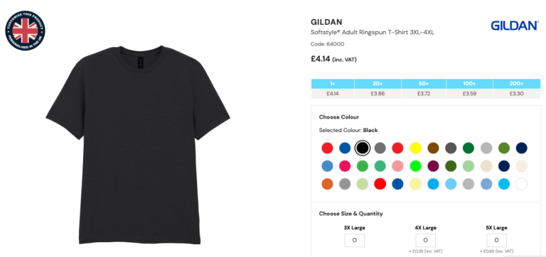 74 x Gildan Softstyle black t-shirts