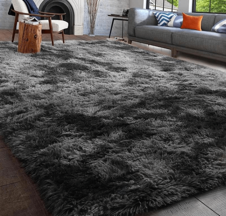 Large shaggy fluffy rug for living room, bedroom, and anti-slip soft carpet floor mat