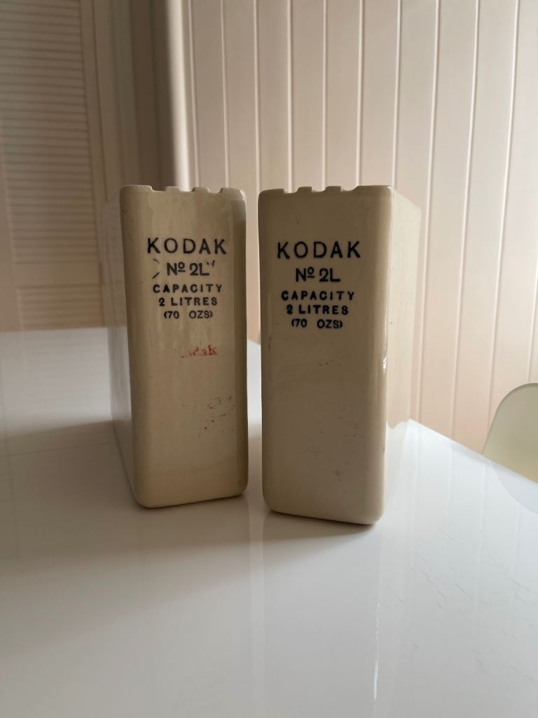 Pair of Vintage Kodak No. 2L Ceramic Developing Tanks – 2 Litre Capacity