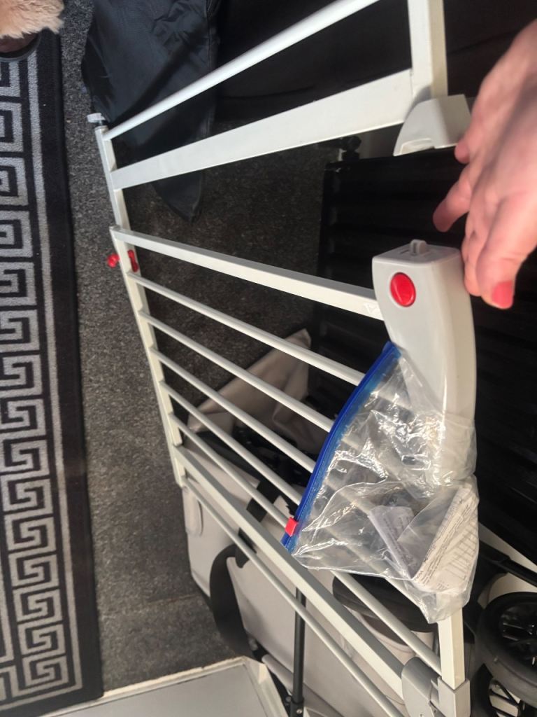 White Metal Baby Gate / Safety Guard – Good Condition