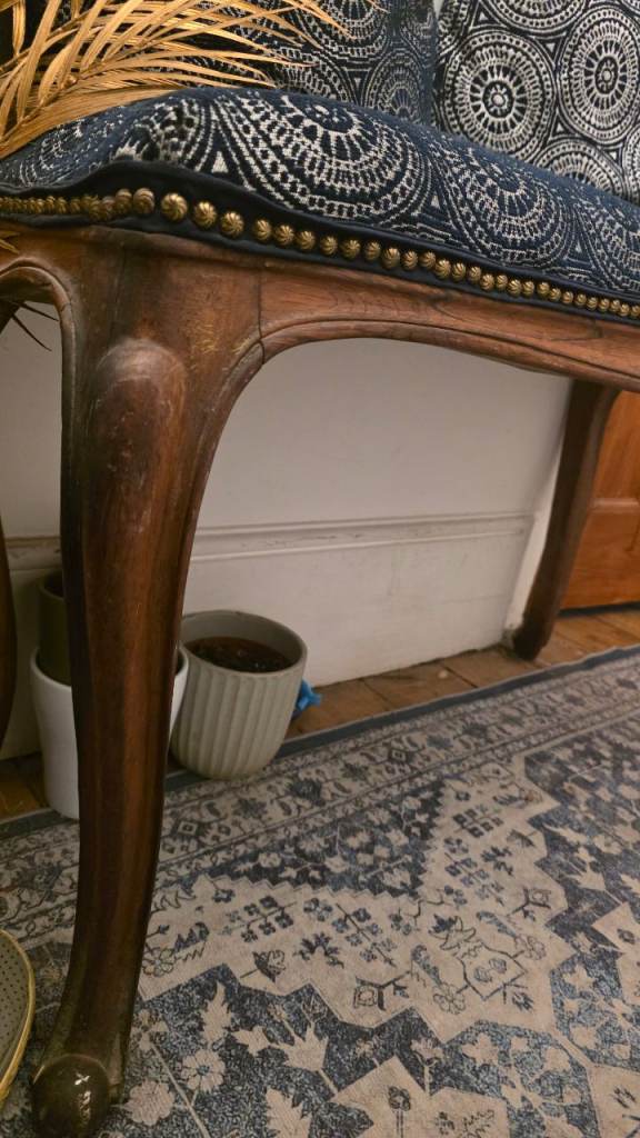 Vintage-Style Upholstered Hallway Bench / Window Seat (with Cushions)