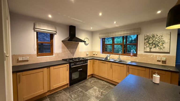 Howdens Light Oak Kitchen including Tall Larder Unit Cupboard and Island
