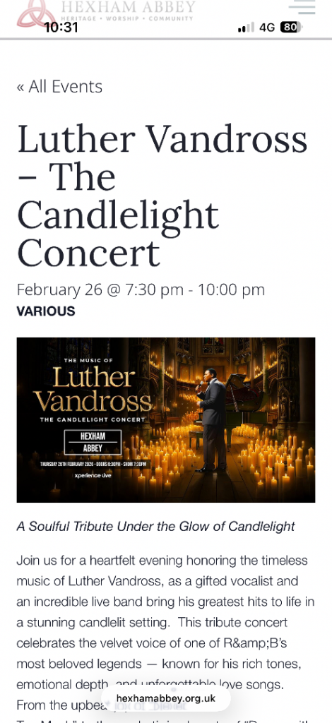 Luther Vandross Hexham Abbey