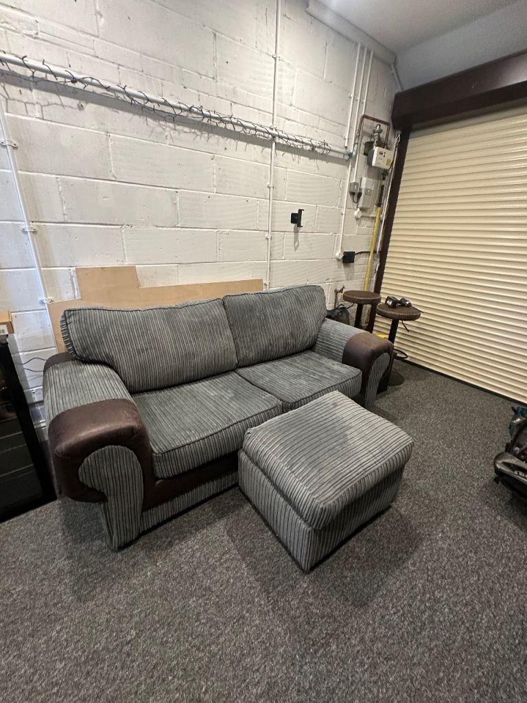 Grey Sofa & Footstool