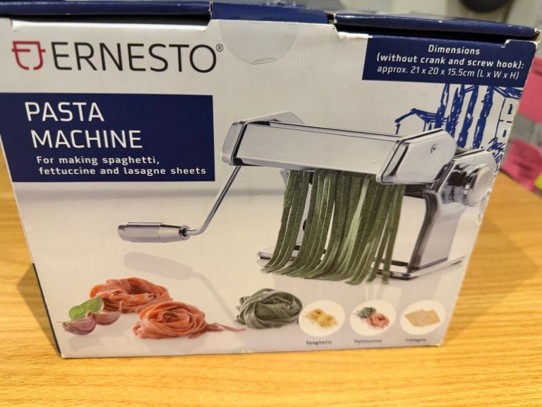 Pasta Making Machine - Includes 3 different rollers Ernesto Stainless Steel New