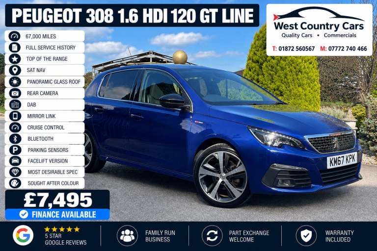 2017 Peugeot 308 1.6 BlueHDi 120 GT Line 5dr HATCHBACK Diesel Manual