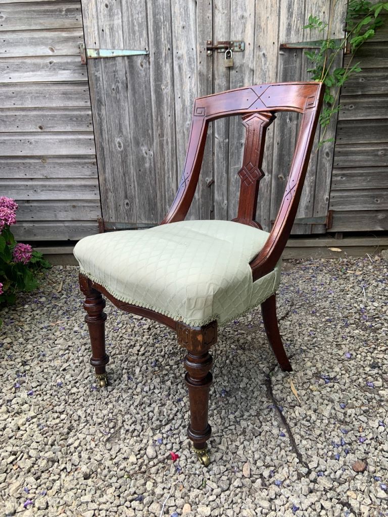 Antique Victorian Dining Chair Carved Wood 