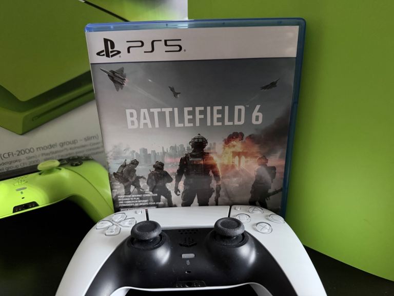 Custom PS5 Disc Edition with Green Covers & Controller