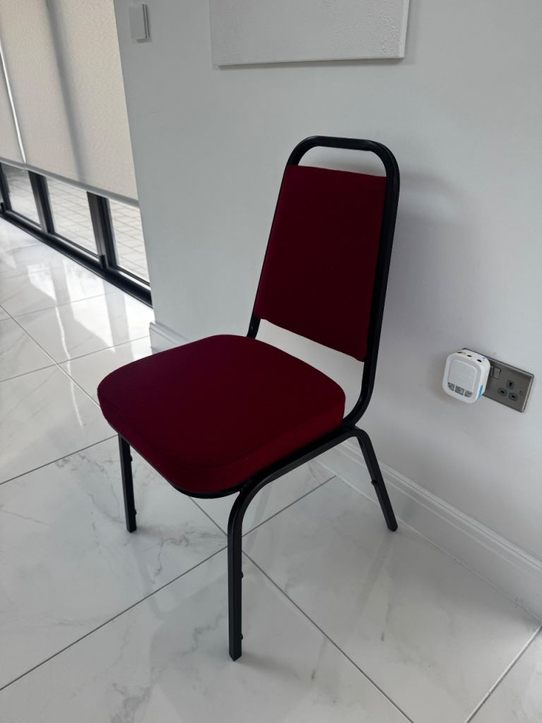 9 x red banquet stacking chairs 