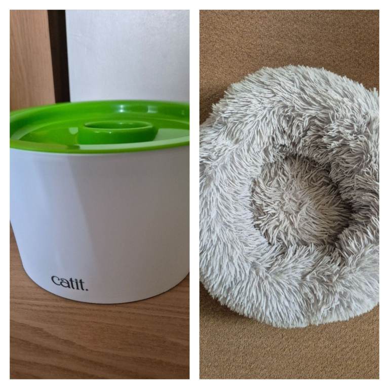 Catit Slow Feeder and Soft Pet Bed Bundle