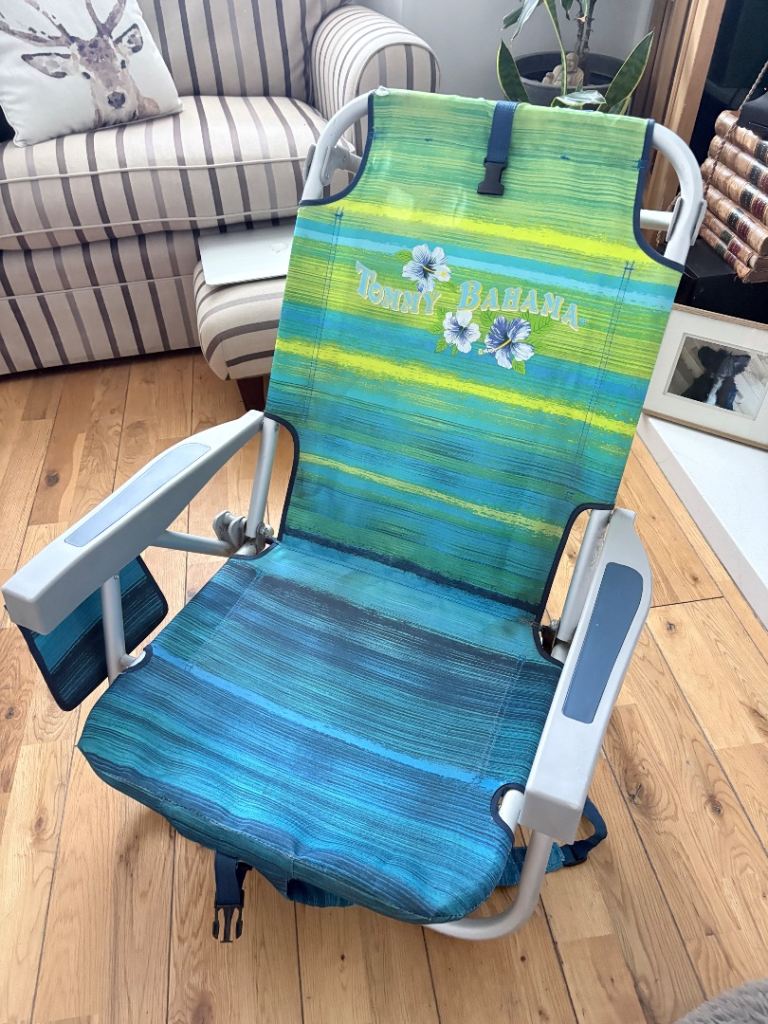 Tommy Bahama Beach Chair - Blue/Green Stripe, Good Condition