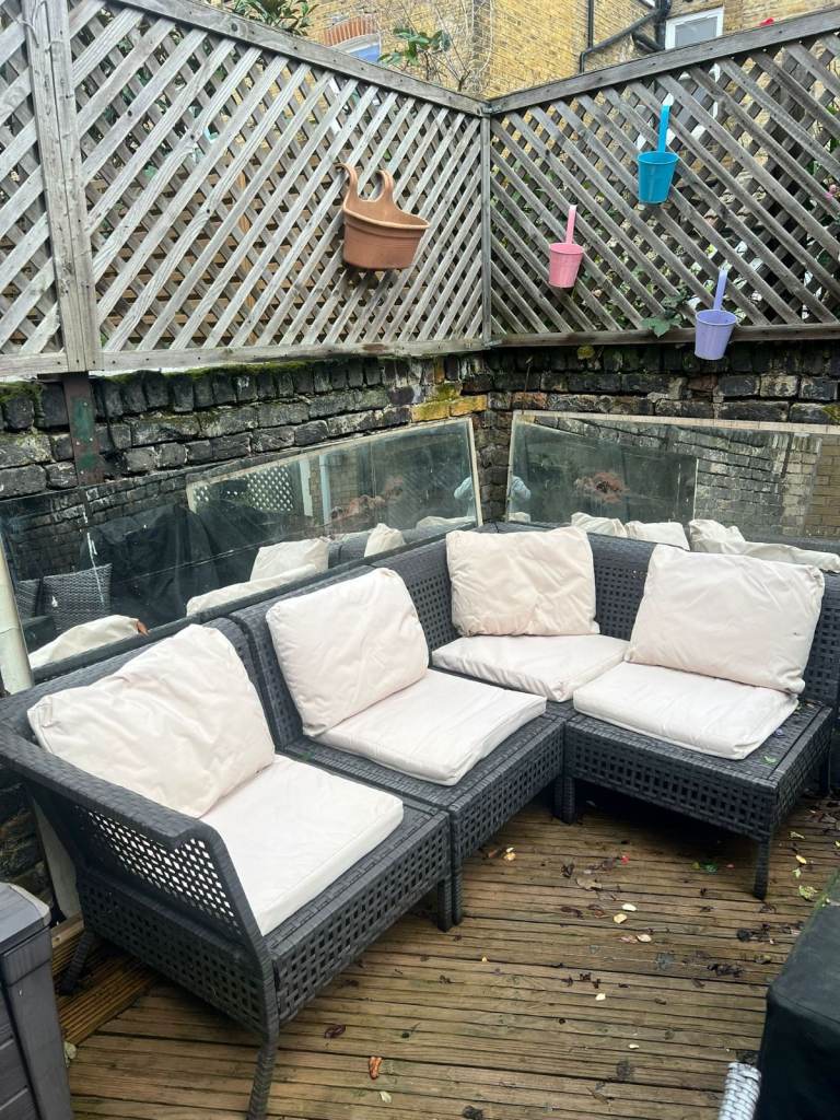 Garden furniture corner sofa and storage trunk