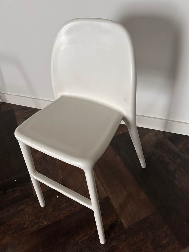 Kids IKEA white plastic urban high chair stool - great for indoors or outdoors