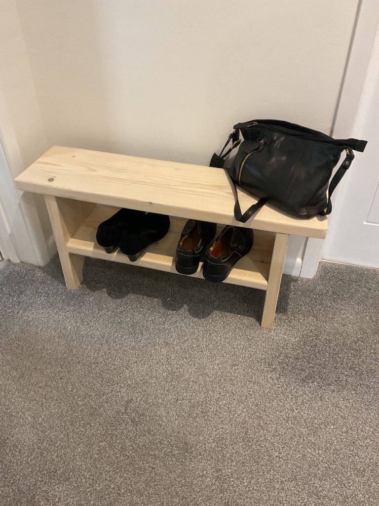 Wooden Shoe Bench with Storage Shelf – brand new and handmade , £30.00 ...