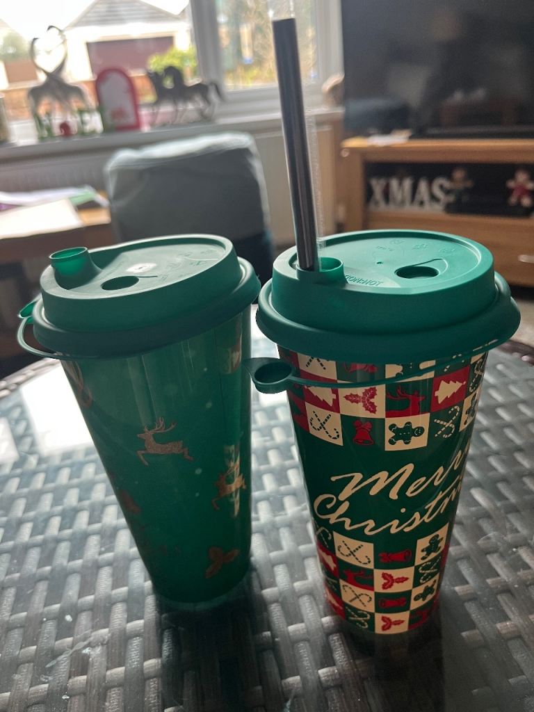 2 brand new refillable Christmas cups £2 for both 