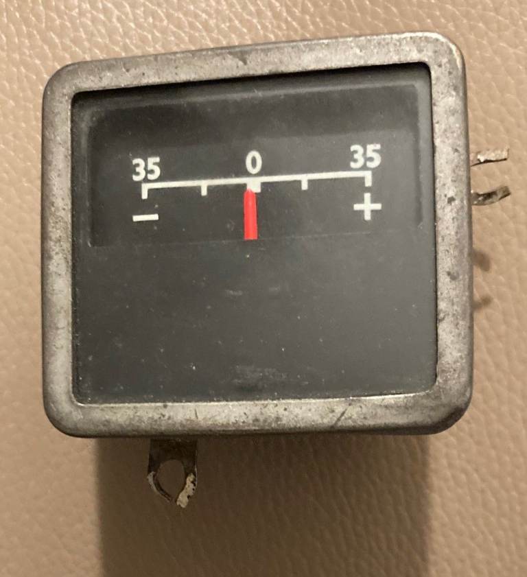 Vintage 35 Amp Ammeter Square Gauge  Gauge with + and - 35 markings 