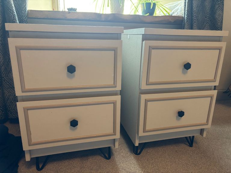 IKEA Malm Bedside Cabinets x2 – Upcycled, Need Repainting
